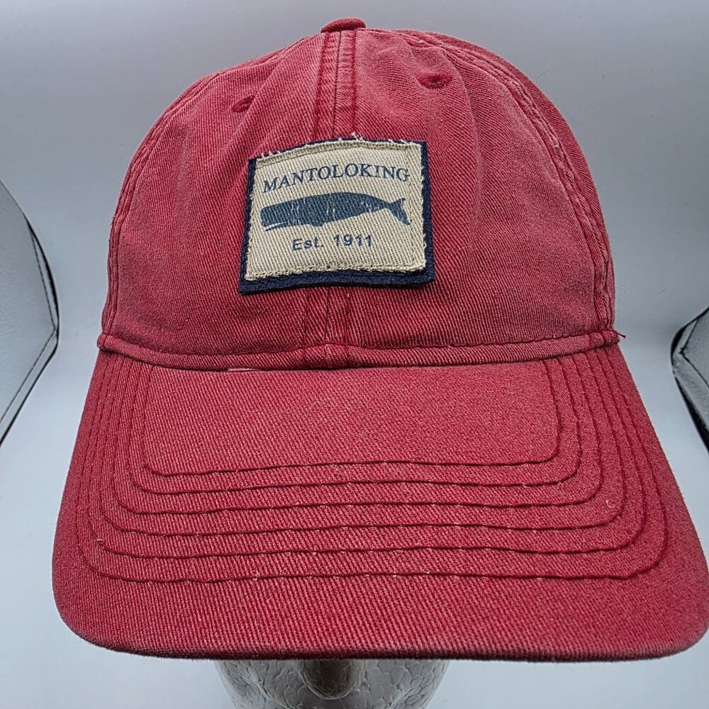 Legacy 92 Mantoloking Adjustable Red Baseball Cap Embroidered Whale Logo Hat